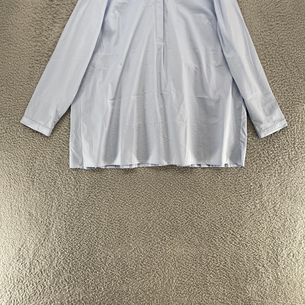 Pleated Back Tunic Top Womens Large Blue Collared Popover Stretch Blouse Capsule - Picture 2 of 12